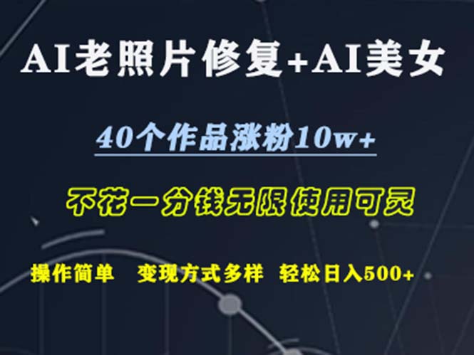 （12489期）AI老照片修复+AI美女玩发  40个作品涨粉10w+  不花一分钱使用可灵  操…-云壹网创