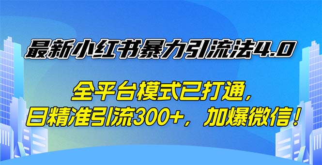 （12505期）最新小红书暴力引流法4.0， 全平台模式已打通，日精准引流300+，加爆微…-云壹网创