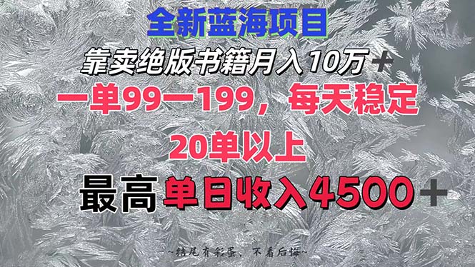（12512期）靠卖绝版书籍月入10W+,一单99-199，一天平均20单以上，最高收益日入4500+-云壹网创