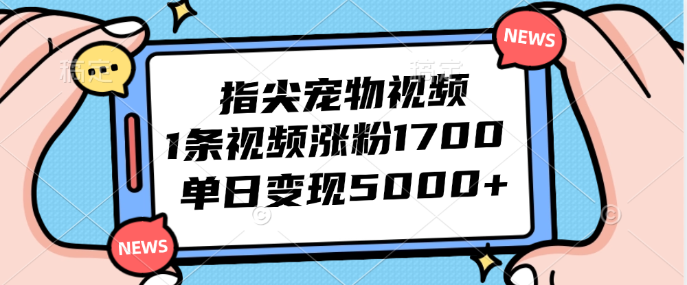 （12549期）指尖宠物视频，1条视频涨粉1700，单日变现5000+-云壹网创