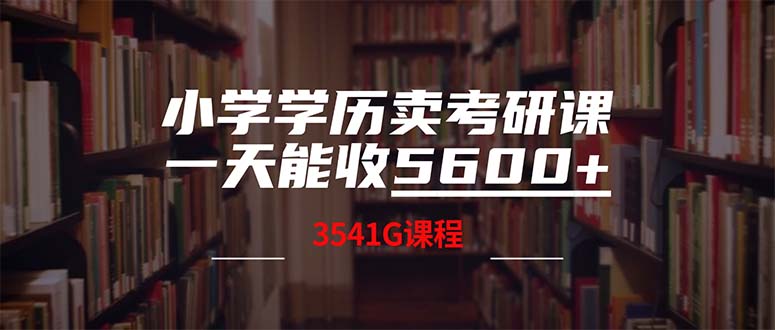 （12556期）小学学历卖考研课程，一天收5600（附3580G考研合集）-云壹网创