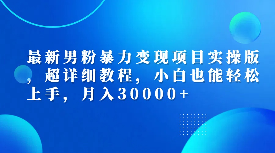 （12661期）最新男粉暴力变现项目实操版，超详细教程，小白也能轻松上手，月入30000+-云壹网创
