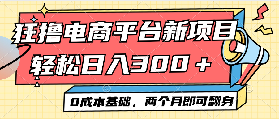 （12685期）电商平台新赛道变现项目小白轻松日入300＋0成本基础两个月即可翻身-云壹网创