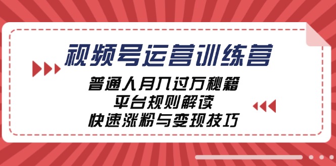 （12722期）视频号运营训练营：普通人月入过万秘籍，平台规则解读，快速涨粉与变现…-云壹网创