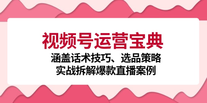 （12808期）视频号运营宝典：涵盖话术技巧、选品策略、实战拆解爆款直播案例-云壹网创