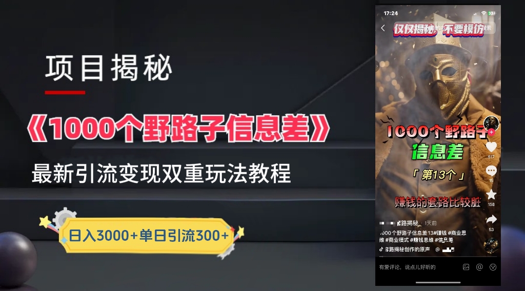 一千个野路子信息差最新玩法教程-变现＋引流的玩法具体拆解-云壹网创