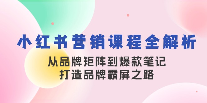 （13017期）小红书营销课程全解析，从品牌矩阵到爆款笔记，打造品牌霸屏之路-云壹网创