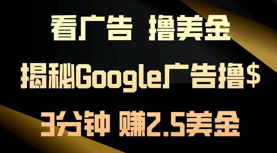 （13114期）看广告，撸美金！3分钟赚2.5美金！日入200美金不是梦！揭秘Google广告…-云壹网创