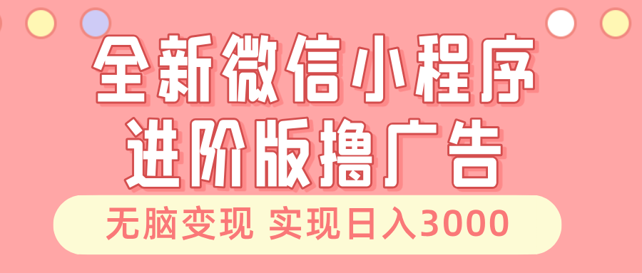 全新微信小程序进阶版撸广告 无脑变现睡后也有收入 日入3000+-云壹网创