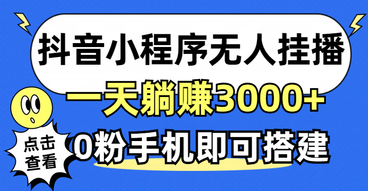 （12988期）抖音小程序无人直播，一天躺赚3000+，0粉手机可搭建，不违规不限流，小…-云壹网创