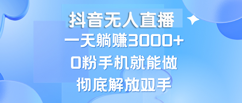 （13038期）抖音无人直播，一天躺赚3000+，0粉手机就能做，新手小白均可操作-云壹网创