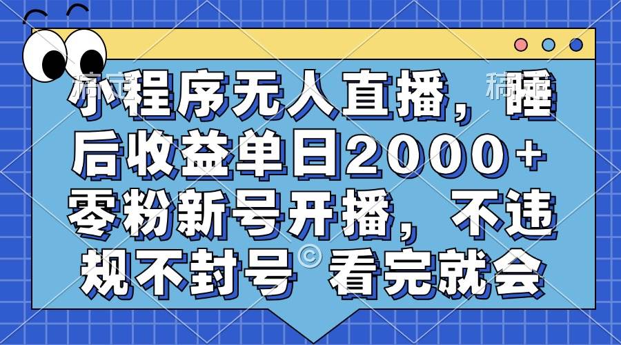 （13251期）小程序无人直播，睡后收益单日2000+ 零粉新号开播，不违规不封号 看完就会-云壹网创