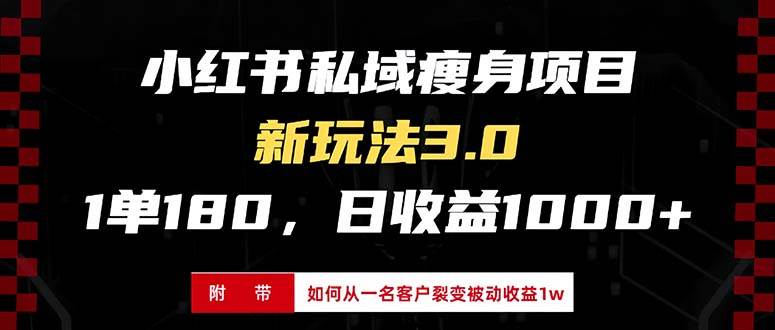 小红书瘦身项目3.0模式，新手小白日赚收益1000 (附从一名客户裂变收益…-云壹网创