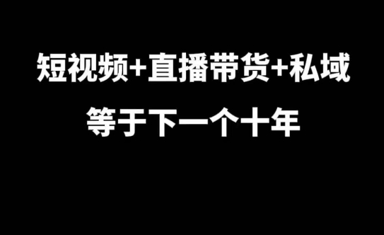 短视频 直播带货 私域等于下一个十年，大佬7年实战经验总结-云壹网创