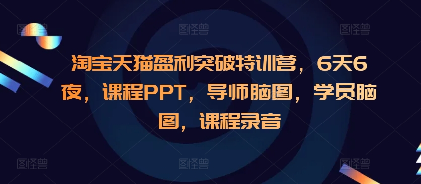 淘宝天猫盈利突破特训营，6天6夜，课程PPT，导师脑图，学员脑图，课程录音-云壹网创