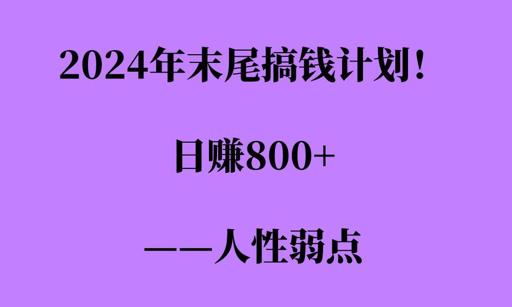 2024年末尾搞钱计划，男粉项目，人性弱点，日入多张-云壹网创