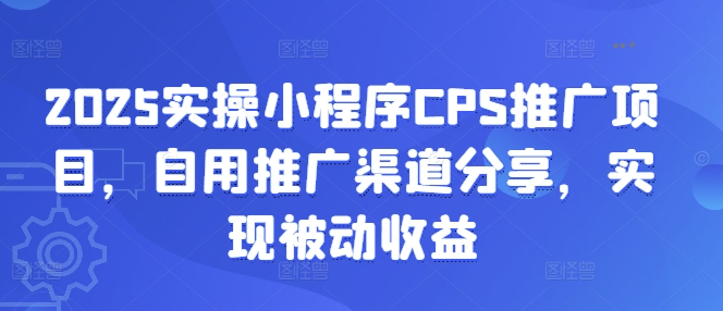 2025实操小程序CPS推广项目，自用推广渠道分享，实现被动收益-云壹网创