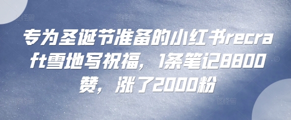 专为圣诞节准备的小红书recraft雪地写祝福，1条笔记8800赞，涨了2000粉-云壹网创
