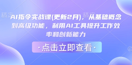 AI指令实战课(更新2月)，从基础概念到高级功能，利用AI工具提升工作效率和创新能力-云壹网创