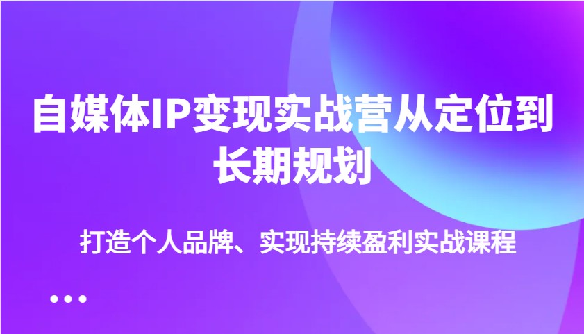 自媒体IP变现实战营从定位到长期规划，打造个人品牌、实现持续盈利实战课程-云壹网创